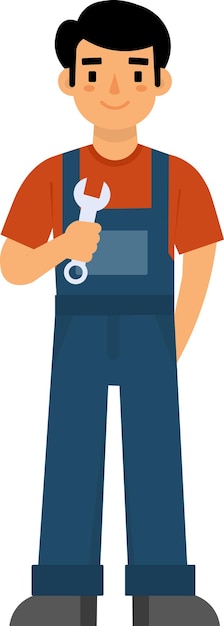 Mechaniker mit Schraubenschlüssel in der Hand Berufe Thema Clipart Illustration