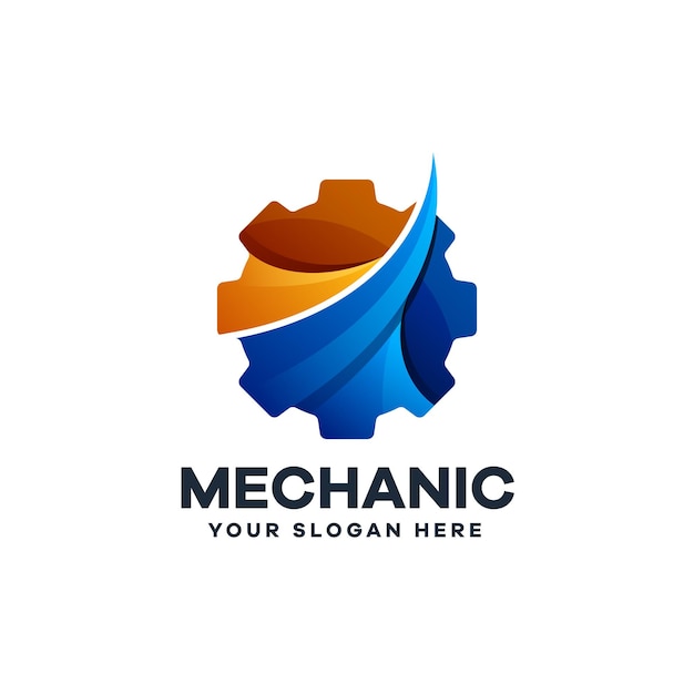 Mechaniker-service-logo-vektor mit industriellem farbverlauf