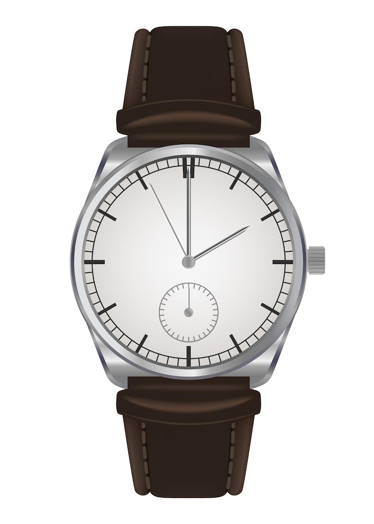 Vektor mechanische uhr im klassischen design realistische armbanduhr luxus-modeobjekt für männer auf weiß