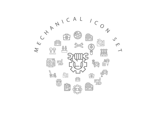 Mechanisches icon-set-kreis-design