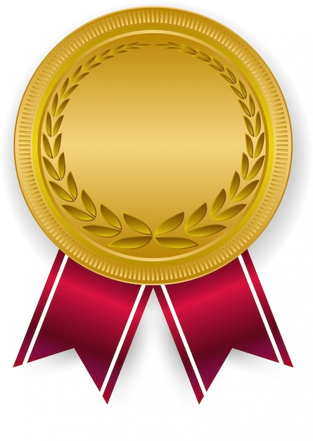 Medaille des Goldfreien raumes 3D und rotes Band.