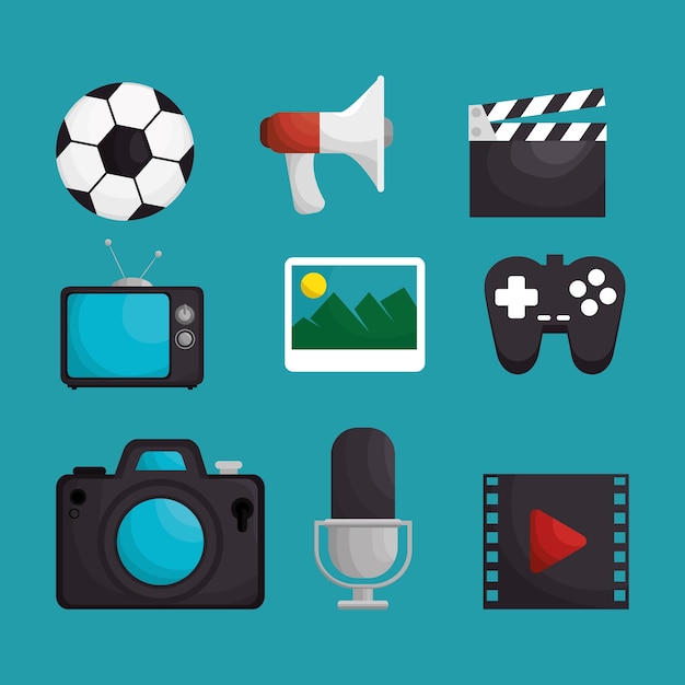 Media entertainment stellen icons