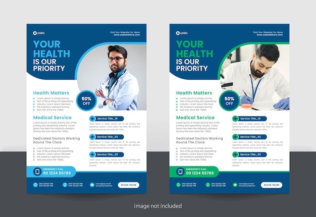 Medical care poster und flyer template design