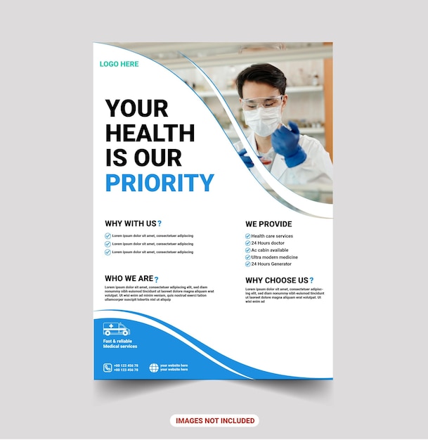 Medical care poster und flyer template design