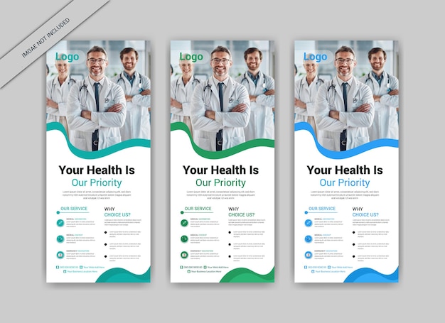Vektor medical health clinic rollup x standee-banner-design für die medizinische klinik