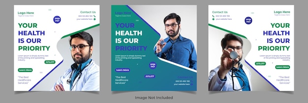 Vektor medical healthcare corporate business square flyer instagram social media post template design