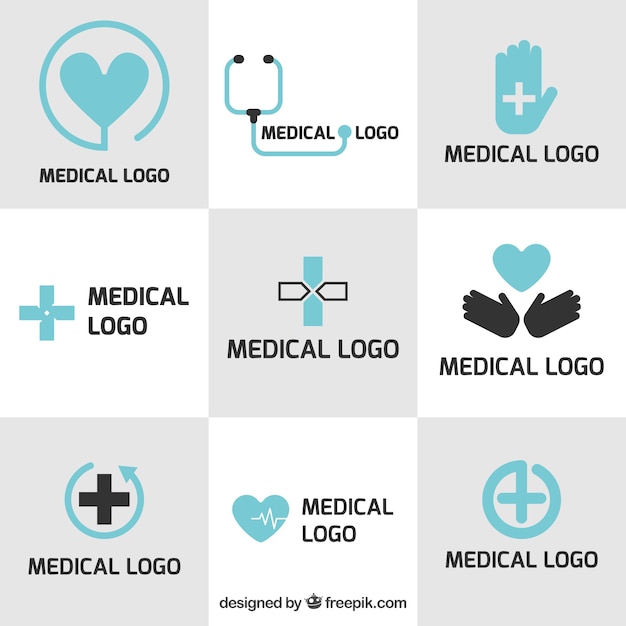 Medical logo-vorlagen in flache bauform