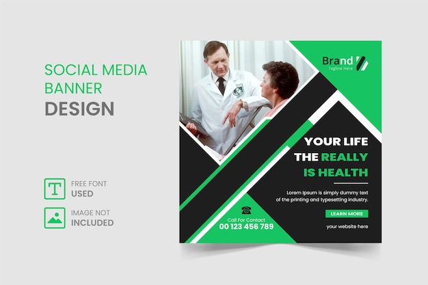 Medical social media instagram post banner und quadratischer flyer