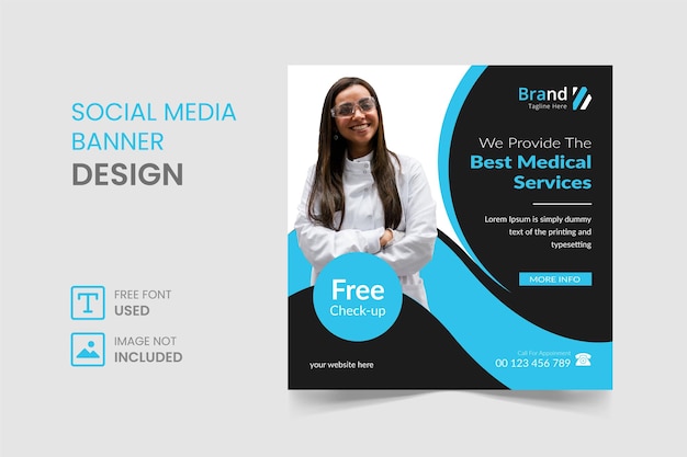 Medical social media instagram post banner und quadratischer flyer