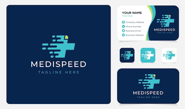 Medical speed logo icon design mit visitenkartenvorlage