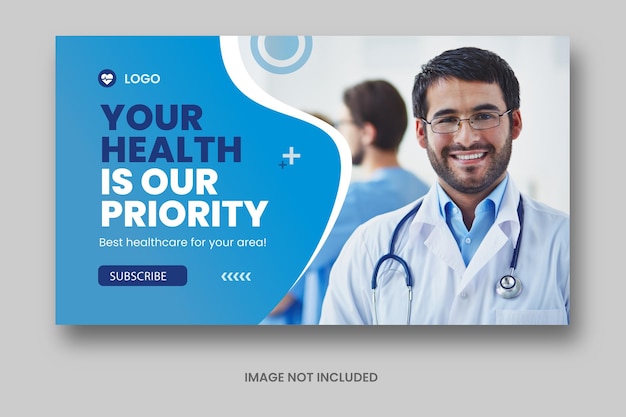 Medical Youtube Thumbnail und Webbanner-Vorlage Premium Vector