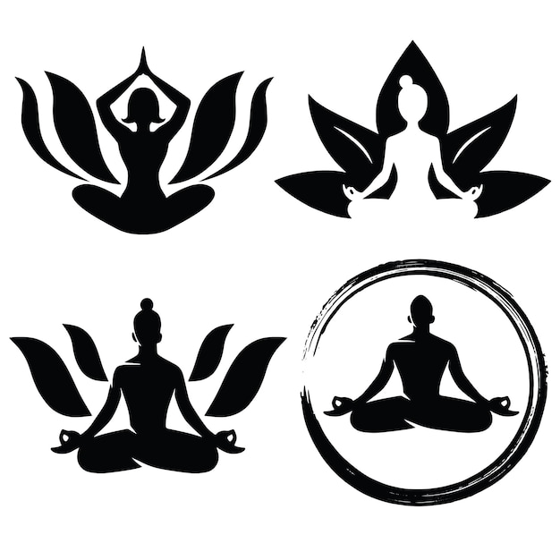 Vektor meditation, yoga, zen, lotus, logo, design, vektor, symbol, template