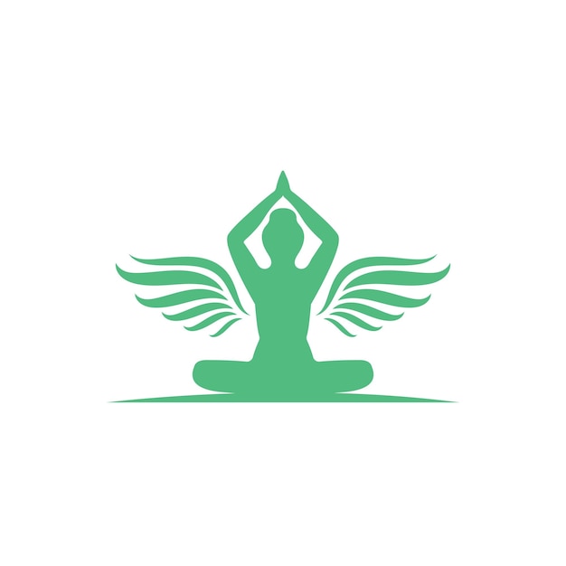 Vektor meditationsmenschen mit flügeln logo vorlage vektor icon design