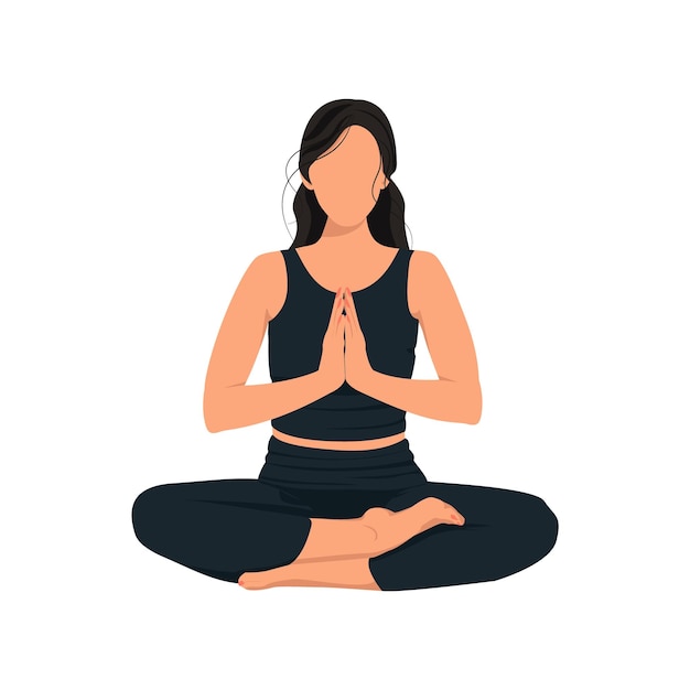 Meditierendes junges Mädchen. Vektor-Illustration in einer flachen Art Frau in einer Lotus-Yoga-Pose.