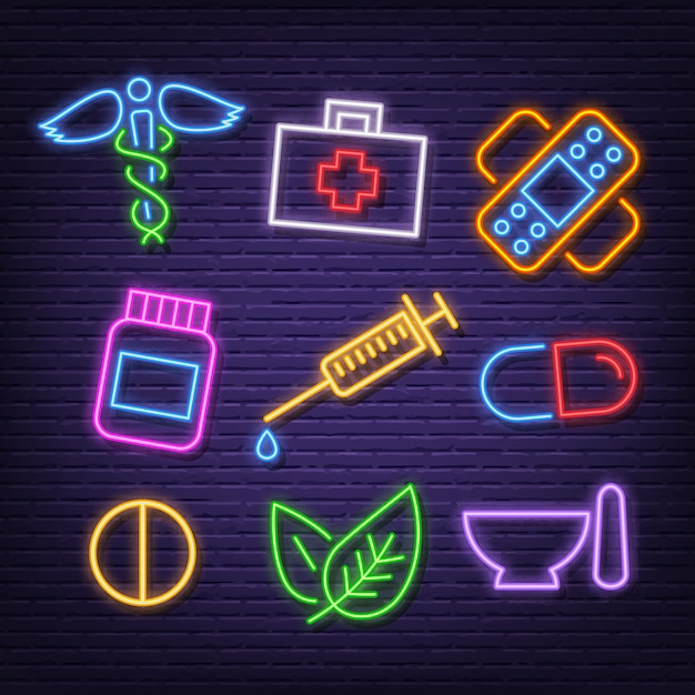 Medizin-neon-symbole
