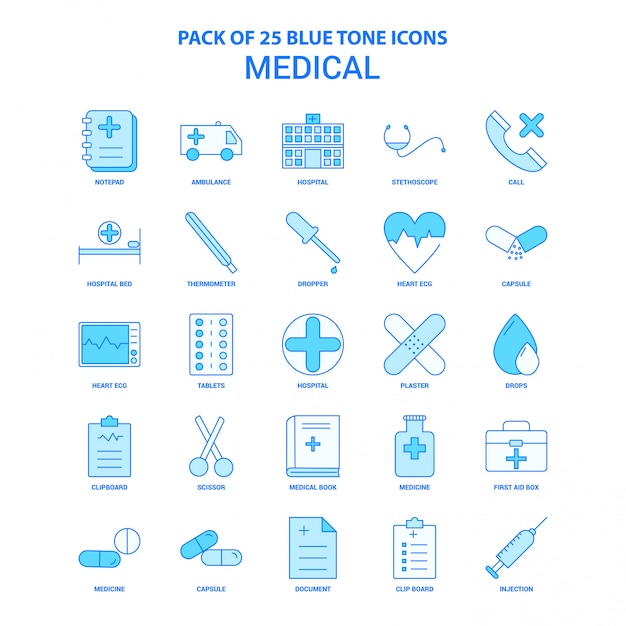 Medizinische blue tone icon pack