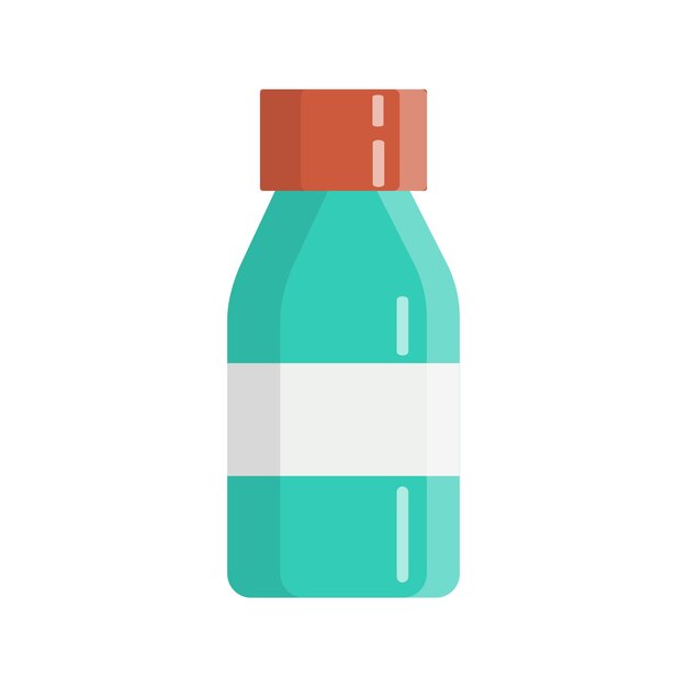 Medizinische Flasche mit Etikett. Flache Vektorillustration.