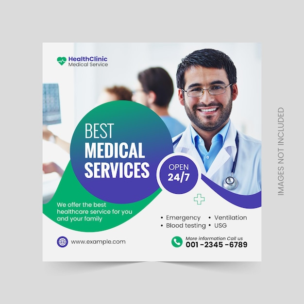 Medizinische Gesundheitsflyer-Social-Media-Post-Web-Promotion-Banner-Vorlage