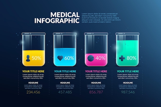 Medizinische infografiken im farbverlaufsstil