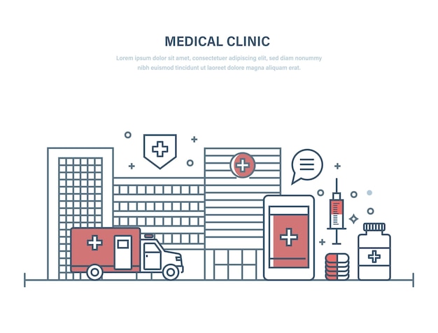 Medizinische Klinikfassade der medizinischen Einrichtung des öffentlichen Krankenhausgebäudes