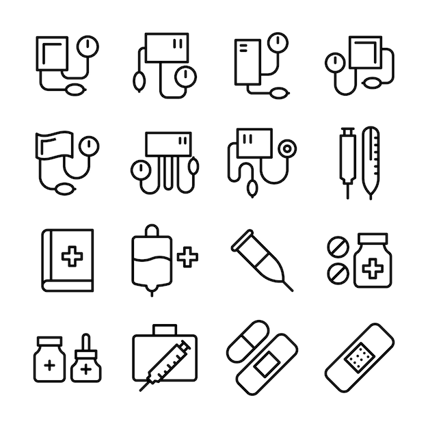 Medizinische linie icons set