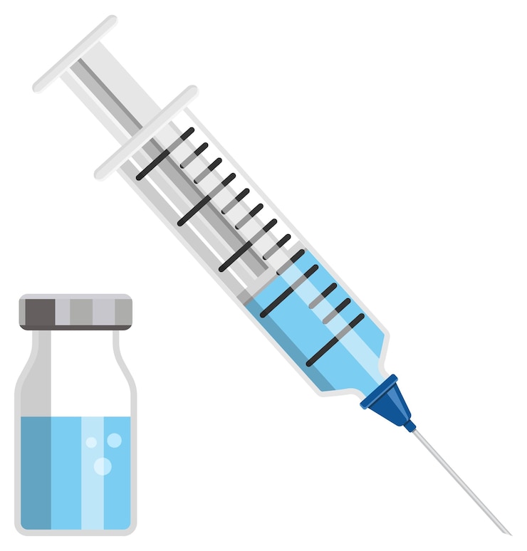 Vektor medizinische plastikspritze und fläschchenikone