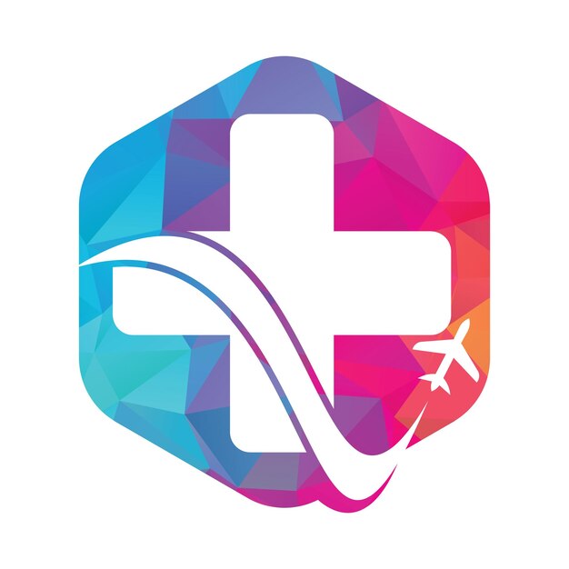 Medizinische reise mit vektorvorlage für das logo des flugzeugs design der logo-vorlage für medizinische flugzeugreisen