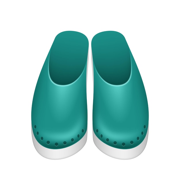 Medizinische schuhe clogs auf weißem hintergrund blaue schuhe für arzt chirurg krankenschwester uniform