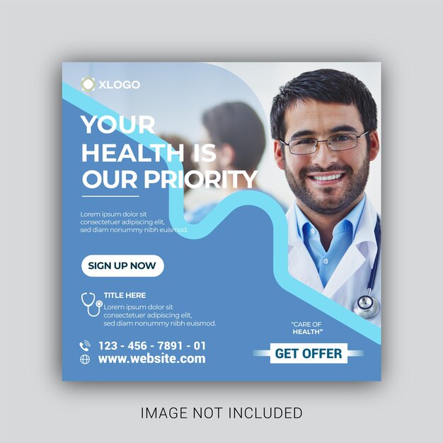 medizinische social media gesundheitswesen facebook instagram banner vektorpost