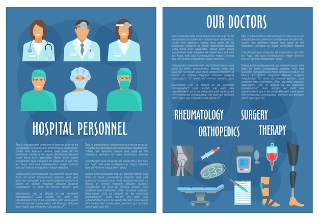 Medizinische vektorbroschüre von krankenhausärzten