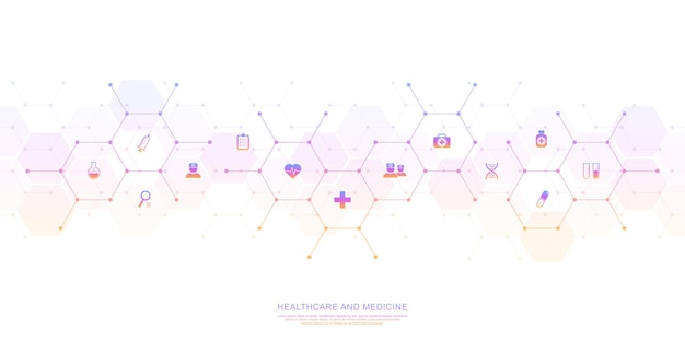Medizinischer hintergrund mit flachen ikonen und symbolen