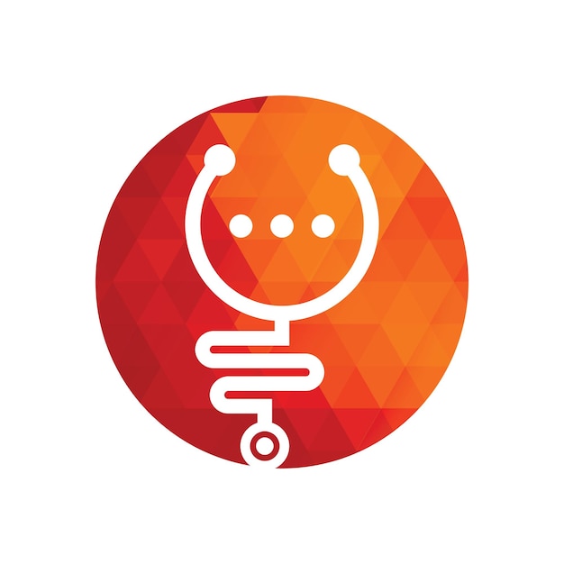 Medizinisches chat- und gesprächsvektor-logo-design arzt hilft und konsultiert das logo-konzept