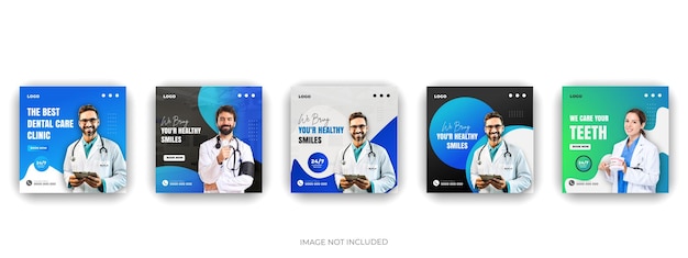 Medizinisches Gesundheitswesen mew Flyer Social Media Post Design und neue Bundle Web Banner Vorlage