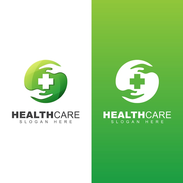 Medizinisches logo des gesundheitswesens. handpflege apotheke logo design-vorlage
