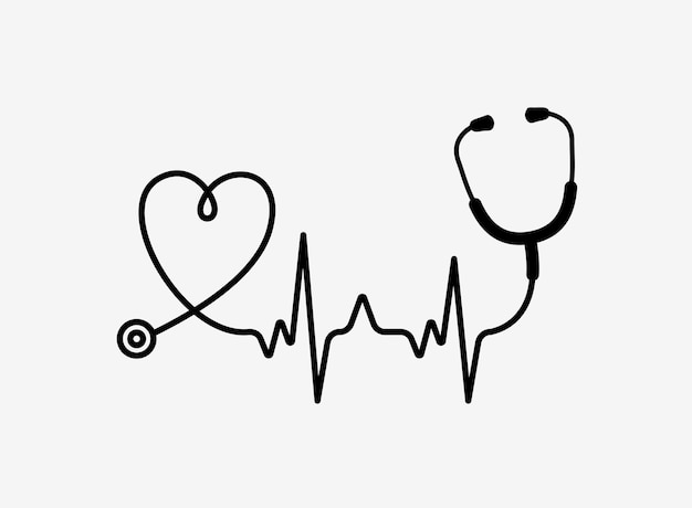 Medizinisches Logo Stethoskop und Kardiogramm Vektor