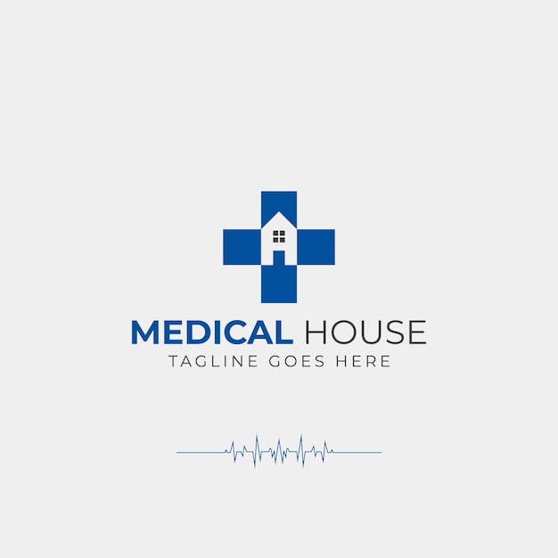 Medizinisches plus-kreuz mit negativem raum-home-icon-logo