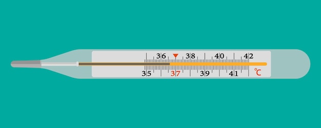 Medizinisches Quecksilberthermometer aus Glas. Traditionelle Thermometer-Vektorillustration