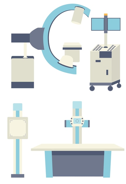 Vektor medizinisches röntgengerät set vektor