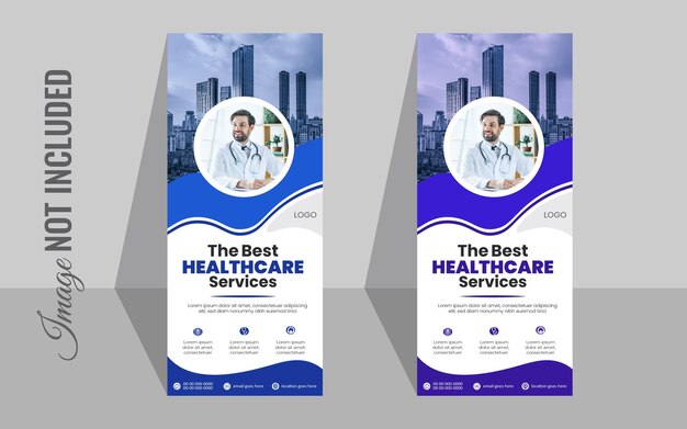 Vektor medizinisches roll-up-banner-design für die gesundheitsversorgung