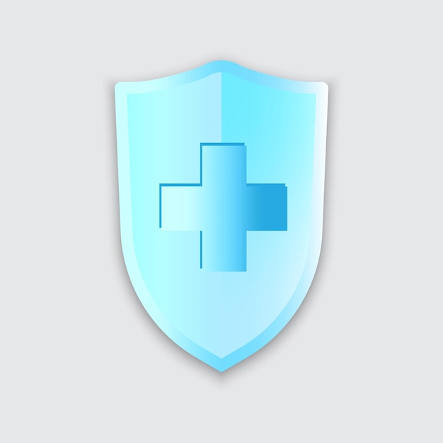 Medizinisches Schild-Symbol Gesundheitsschutzvektor Kreuz-Sicherheitssymbol Blaues Sicherheitsemblem