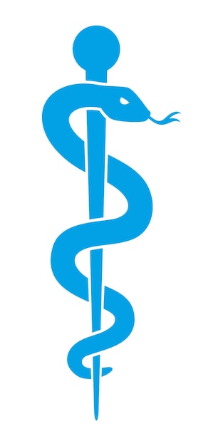 Medizinisches symbol caduceus schlange mit asclepius-stab emblem für apotheke ikon v