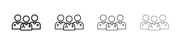 Medizinisches Team-Symbol Umrisszeichen Symbolsatz