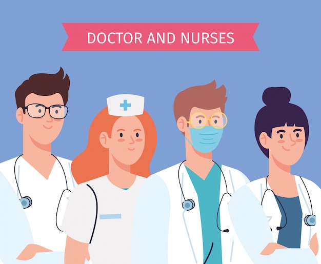 Medizinisches Team und Personal, Ärzte und Krankenschwestern Illustrationsdesign
