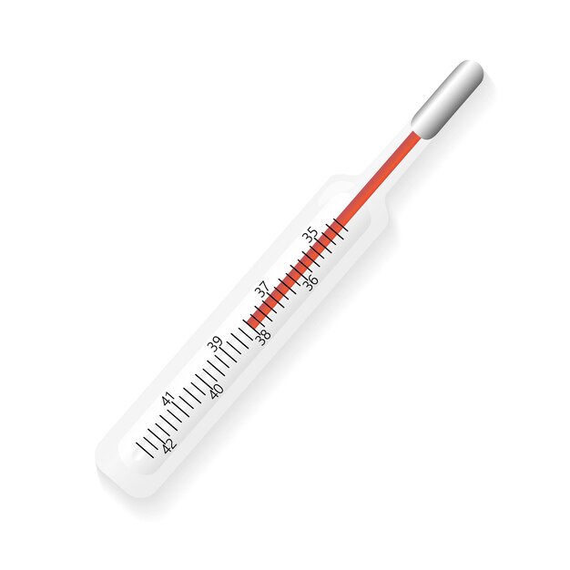 Medizinisches thermometer auf weißem hintergrund vektorillustration