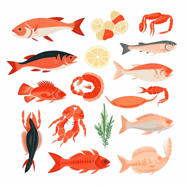 Meeresfrüchte Vektor Fisch Illustration Nahrung Meer Ozean Grafik isoliert frisches Design Ikon Resta