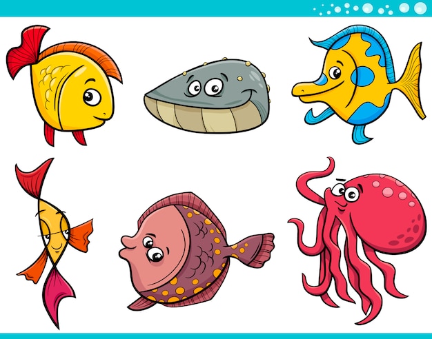 Meeresleben fisch cartoon-set