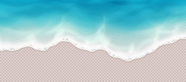 Meereswelle mit Schaum, der an der Küste rollt, realistische Illustration