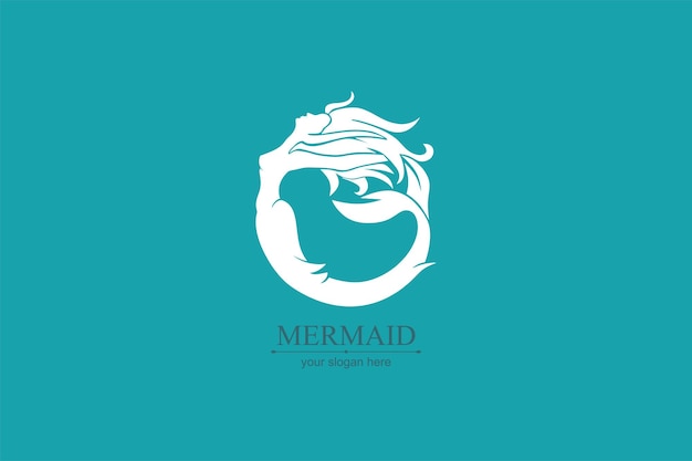 Meerjungfrau-Logo Vektorillustration der Markenvorlage Sirene und Marinemädchen mit Schwanz Handgezeichnete Vektorillustration für Logo und Poster