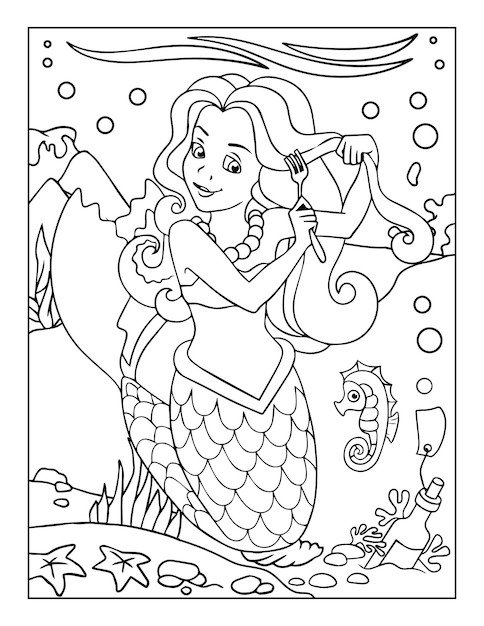 Meerjungfrauen-malbuch für kinder im alter von 4-8 mädchen