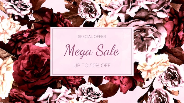 Mega Flash Sale Promo-Webbanner mehrfarbiger editierbarer Blumenrahmen